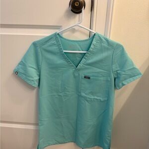 Figs Teal V-Neck Scrub Top